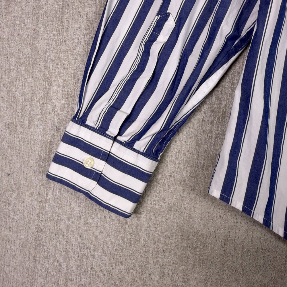 GAP Womens M Blue White Striped Button Down "Perfect Shirt" 100% Cotton Classic - Picture 14 of 14